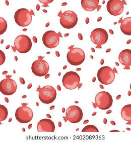 Pomegranate pattern, Happy and sweet New Year Shana Tova with pomegranates and seeds on pomegranate pattern