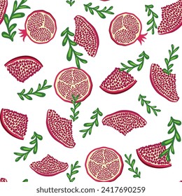 Pomegranate pattern, Happy and sweet New Year Shana Tova with pomegranates and seeds on pomegranate pattern