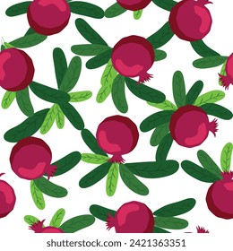 Pomegranate pattern, Happy and sweet New Year Shana Tova with pomegranates and seeds on pomegranate pattern