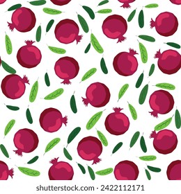 Pomegranate pattern, Happy and sweet New Year Shana Tova with pomegranates and seeds on pomegranate pattern