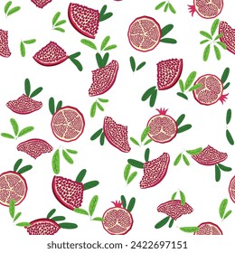 Pomegranate pattern, Happy and sweet New Year Shana Tova with pomegranates and seeds on pomegranate pattern