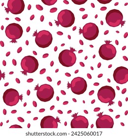 Pomegranate pattern, Happy and sweet New Year Shana Tova with pomegranates and seeds on pomegranate pattern