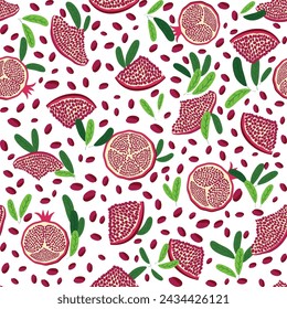 Pomegranate pattern, Happy and sweet New Year Shana Tova with pomegranates and seeds on pomegranate pattern