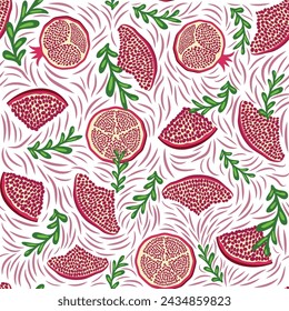 Pomegranate pattern, Happy and sweet New Year Shana Tova with pomegranates and seeds on pomegranate pattern