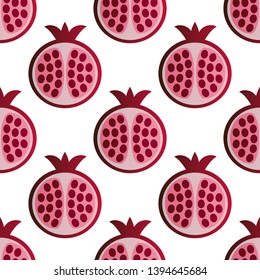 Pomegranate pattern vector illustration. Juicy bright pomegranate design template. Fruit background. Vector EPS 10.