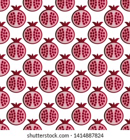 Pomegranate pattern vector illustration. Juicy bright pomegranate design template. Fruit background. Vector EPS 10.