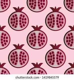 Pomegranate pattern vector illustration. Juicy bright pomegranate design template. Fruit background. Vector EPS 10.