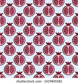 Pomegranate pattern vector illustration. Juicy bright pomegranate design template. Fruit background. Vector EPS 10.