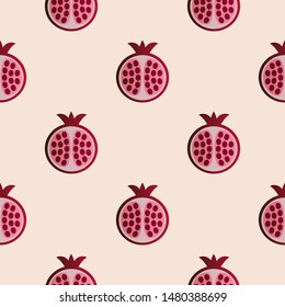 Pomegranate pattern vector illustration. Juicy bright pomegranate design template. Fruit background. Vector EPS 10. Jewish new year symbol
