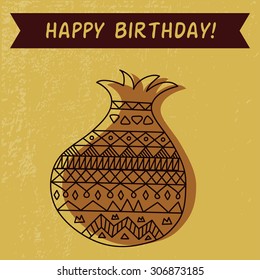 Pomegranate postcard design template. Vector illustration. EPS8