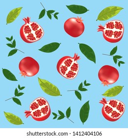 Pomegranate realistic pattern of summer, summer background