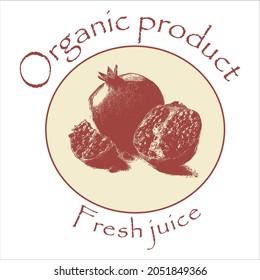 Pomegranate. Red fruit on white background. Ecology fresh from farm fruits logotype concept icon