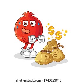 pomegranate refuse money illustration. character vector