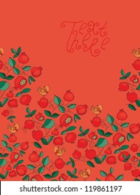 pomegranate seamless floral border pattern