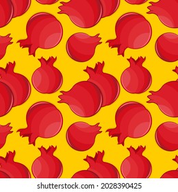 Pomegranate seamless pattern. Flat style vector illustration