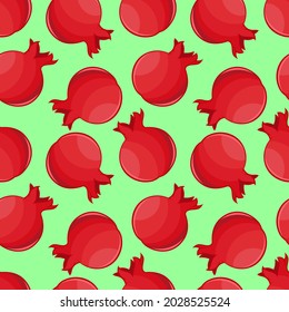 Pomegranate seamless pattern. Flat style vector illustration