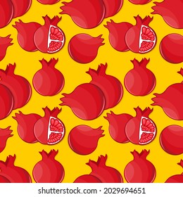 Pomegranate seamless pattern. Flat style vector illustration
