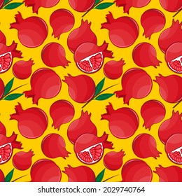 Pomegranate seamless pattern. Flat style vector illustration