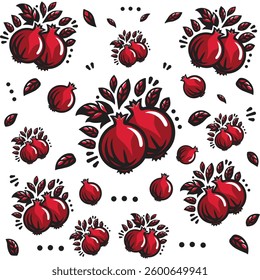 Pomegranate Seamless Pattern Flat Vector Illustration