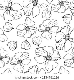 Pomegranate seamless pattern. Floral vector repeat background. Floral pattern with decorative pomegranate flowers