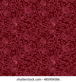 Pomegranate seamless pattern. Floral vector reapet background. Floral pattern with decorative pomegranate fruits and leaves. Vector illustration