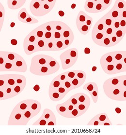 Pomegranate seamless pattern. Fresh summer fruits pattern. Vegan, plant, fruit. Red fruits, vitamin C.