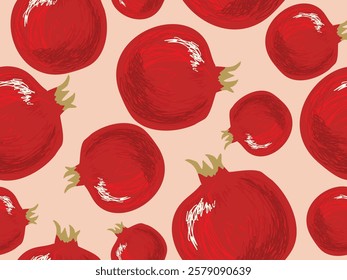 Pomegranate seamless pattern. fruit background, outline vegetable background with hand drawn vector illustration