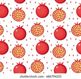 Pomegranate seamless pattern. Garnet fruit endless background, texture. Fruits background. Vector illustration