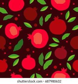 Pomegranate seamless pattern. Garnet fruit endless background. Textile rapport.