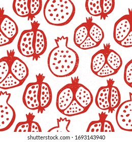 Pomegranate seamless pattern with grains. Floral vector illustration of abstract doodle and scandinavian fruits and seeds. Garnet armenian pattern. The elegant the template for fashion prints.