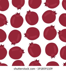 Pomegranate seamless pattern isolated on white background. Vector hand drawn illustartion.