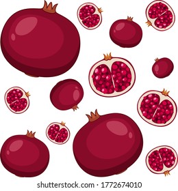 Pomegranate seamless pattern on white background illustration