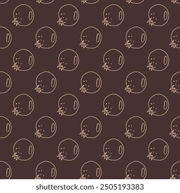 Pomegranate seamless pattern. Ripe fruit continuous background. Simple dark repeat cover. Vector hand drawn doodle illustration.
