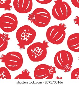 Pomegranate seamless pattern. Summer tropical endless backgrounds with pomegranate.  Garnet armenian pattern. Vector pattern. 