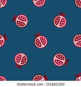 Pomegranate seamless pattern vector illustration. Juicy bright pomegranate design template. Fruit background. Vector EPS 10. Jewish new year symbol