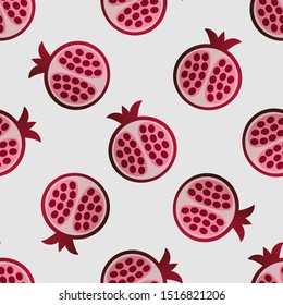 Pomegranate seamless pattern vector illustration. Juicy bright pomegranate design template. Fruit background. Vector EPS 10. Jewish new year symbol