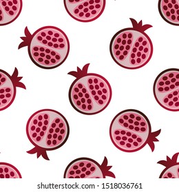 Pomegranate seamless pattern vector illustration. Juicy bright pomegranate design template. Fruit background. Vector EPS 10. Jewish new year symbol