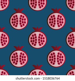 Pomegranate seamless pattern vector illustration. Juicy bright pomegranate design template. Fruit background. Vector EPS 10. Jewish new year symbol