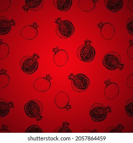 Patrón sin fisuras de granada. Ilustración vectorial del fruto del granate. 