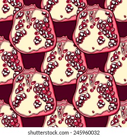 Pomegranate seamless pattern. Vector tropical texture. Passion vector background.
