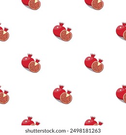 Pomegranate seamless pattern. Vegan organic eco fruit background. vector illustration.
