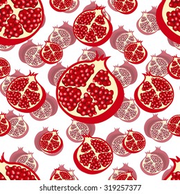 Pomegranate seamless pattern.Vector Granat fruit illustration.