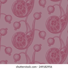 Pomegranate Seamless Vector Pattern - Seamless pattern can be applied on different surfaces such as wallpaper, web page background, clothes and other fabrics, phone or tablet cases