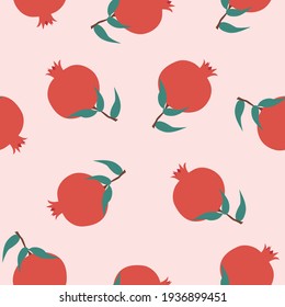 Pomegranate seamless vector pattern. For print, wrapping paper, packaging, web, fabric, textile, fruit shops. Surface pattern design. Fruit background