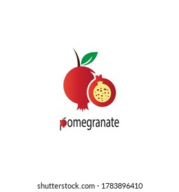 pomegranate seeds fresh fruit logo. vector icon design template