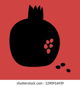 Pomegranate with seeds icon vector isolated on red background