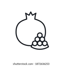 Pomegranate seeds icon. Vector linear icon, contour, shape, outline isolated on a white background. Thin line. Modern minimalistic design. Fruits.