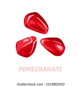 Pomegranate seeds isolated on white. Vector cartoon illustration. Food icon.