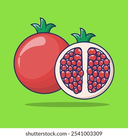 Pomegranate, seeds, juice, molasses, dessert, fruit, vector graphic, food, healthy food.