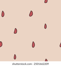 Pomegranate seeds seamless pattern. Beige vegetarian food repeat cover. Simple continuous ornament. Vector hand drawn illustration.
